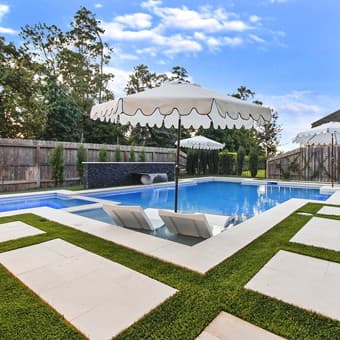 Custom gunite pool with spa