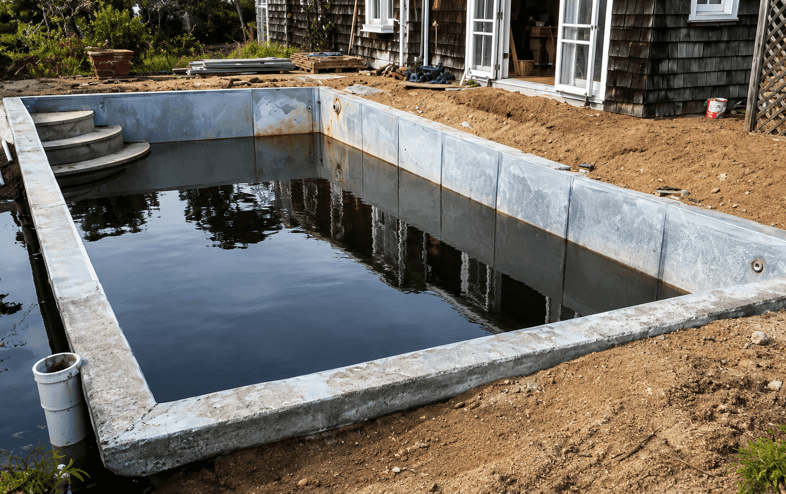 Backyard pool before Houston Cool Pools renovation