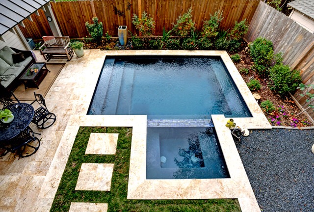 Geometric pool by Houston Cool Pools - square pool and spa